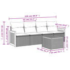 Zwart materiaal tuinset met poly rattan en gepoedercoat staal afmetingen - Tuinsets