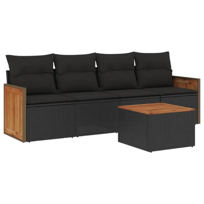 Zwart materiaal tuinset met poly rattan en gepoedercoat staal afmetingen - Tuinsets