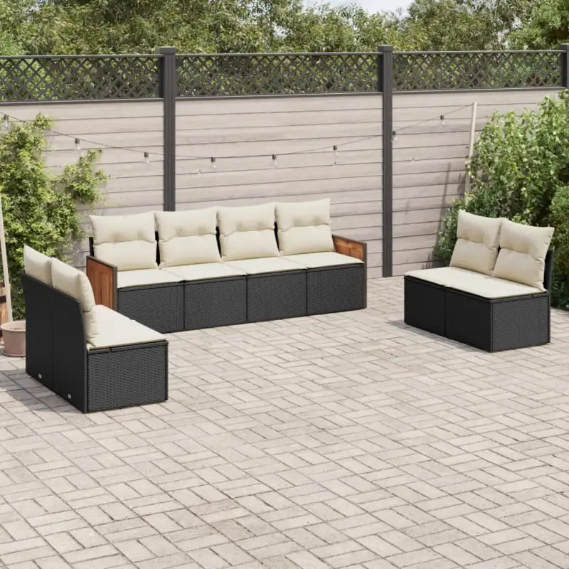 Zwart materiaal Tuinset met poly rattan en gepoedercoat staal - Zwart en crème / Zonder tafel - Tuinsets