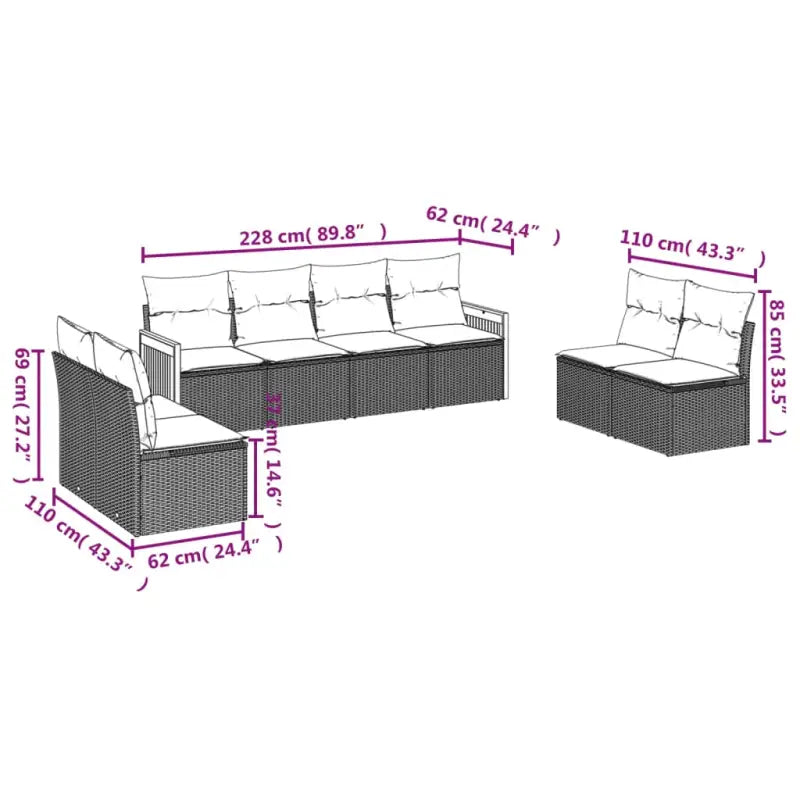 Zwart materiaal Tuinset met poly rattan en gepoedercoat staal - Tuinsets