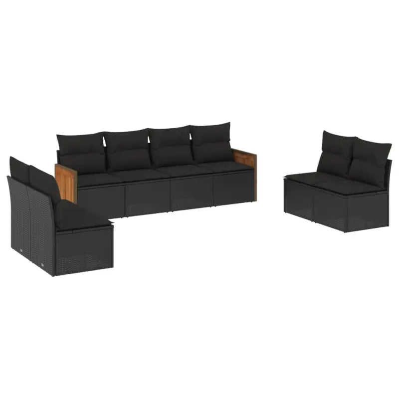Zwart materiaal Tuinset met poly rattan en gepoedercoat staal - Tuinsets
