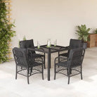 Zwart materiaal tuinset met poly rattan gemakkelijk schoon en duurzaam - Zwart / 90 cm tafellengte - Tuinsets