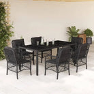 Zwart materiaal tuinset met poly rattan gemakkelijk schoon en duurzaam - Zwart / 190 cm tafellengte - Tuinsets
