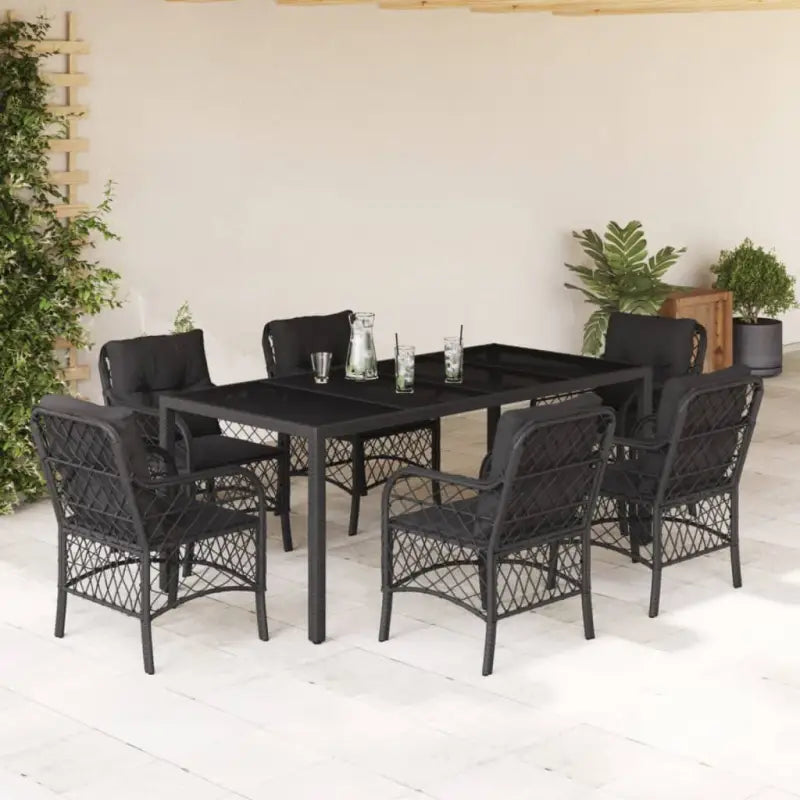 Zwart materiaal tuinset met poly rattan gemakkelijk schoon en duurzaam - Tuinsets
