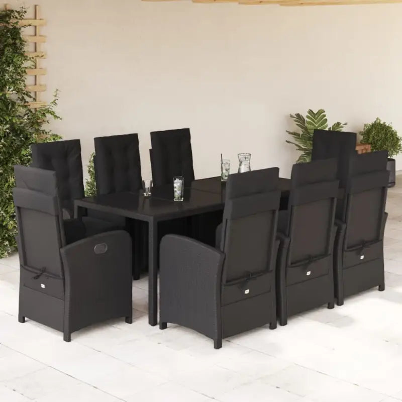 Zwart materiaal tuinset met poly rattan gemakkelijk schoon te maken - Tuinsets