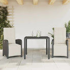 Zwart materiaal tuinset met poly rattan gemakkelijk schoon te maken - Zwart en crème / 90 cm tafellengte - Tuinsets