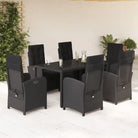Zwart materiaal tuinset met poly rattan gemakkelijk schoon te maken - Zwart / 150 cm tafellengte - Tuinsets