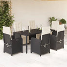 Zwart materiaal tuinset met poly rattan gemakkelijk schoon te maken - Zwart en crème / 190 cm tafellengte - Tuinsets