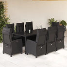 Zwart materiaal tuinset met poly rattan voor gemakkelijk schoon en duurzaam gebruik - 190 cm tafellengte