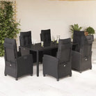 Zwart materiaal tuinset met poly rattan voor gemakkelijk schoon en duurzaam gebruik - 190 cm tafellengte / Zonder
