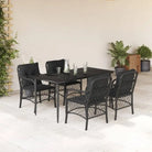Zwart materiaal tuinset met poly rattan voor gemakkelijk schoon en duurzaam genot - 160 cm tafellengte / Puntige poot