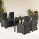 Zwart materiaal tuinset met poly rattan voor gemakkelijk schoon en duurzaam gebruik - Zwart / 150 cm tafellengte