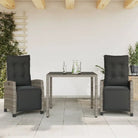 Zwart materiaal tuinset met poly rattan voor gemakkelijk schoon en duurzaam gebruik - Grijs / 90 cm tafellengte