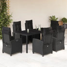 Zwart materiaal tuinset met poly rattan voor gemakkelijk schoon en duurzaam gebruik - Zwart / 190 cm tafellengte