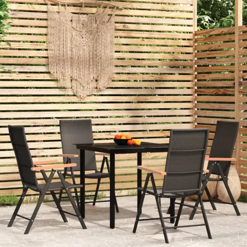 Zwart materiaal tuinset met stabiele gepoedercoate tuintafel - Tuinsets