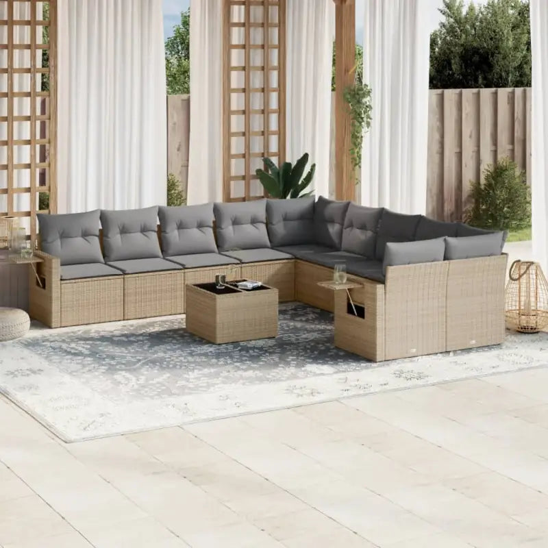 Zwart materiaal tuinset van gepoedercoat staal met aantrekkelijke afmetingen - beige en lichtgrijs / Met tafel