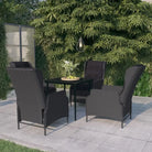 Zwart materiaal tuinset van gepoedercoat staal met comfortabele afmetingen - Donkergrijs / 80 cm tafellengte - Tuinsets