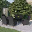 Zwart materiaal tuinset van gepoedercoat staal met comfortabele afmetingen - Donkergrijs / 200 cm tafellengte - Tuinsets