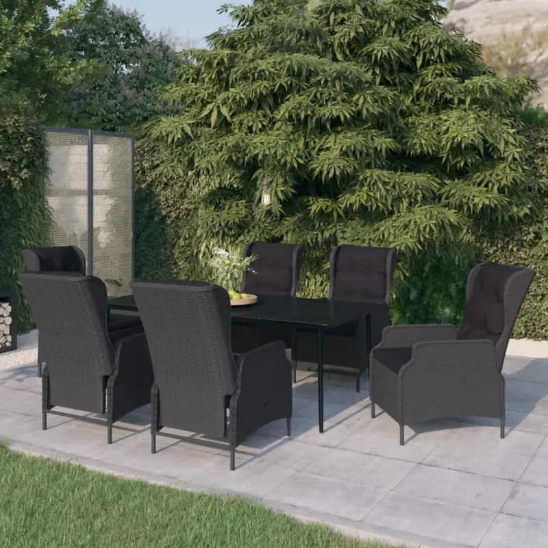 Zwart materiaal tuinset van gepoedercoat staal met comfortabele afmetingen - Donkergrijs / 200 cm tafellengte - Tuinsets