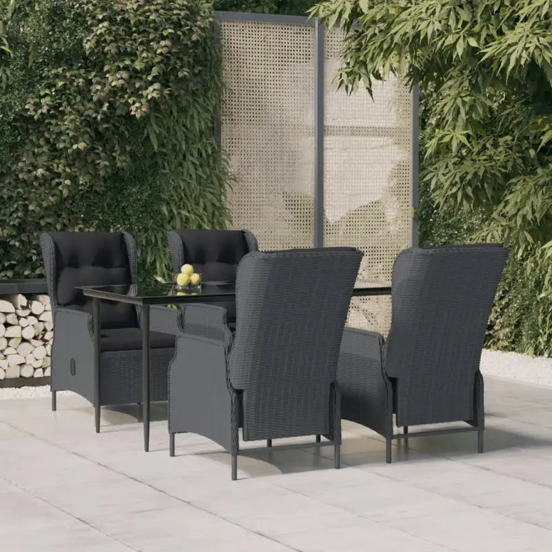 Zwart materiaal tuinset van gepoedercoat staal met comfortabele afmetingen - Donkergrijs / 160 cm tafellengte - Tuinsets
