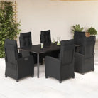 Zwart materiaal tuinset van poly rattan gemakkelijk schoon en duurzaam - 200 cm tafellengte / Zonder voetensteun