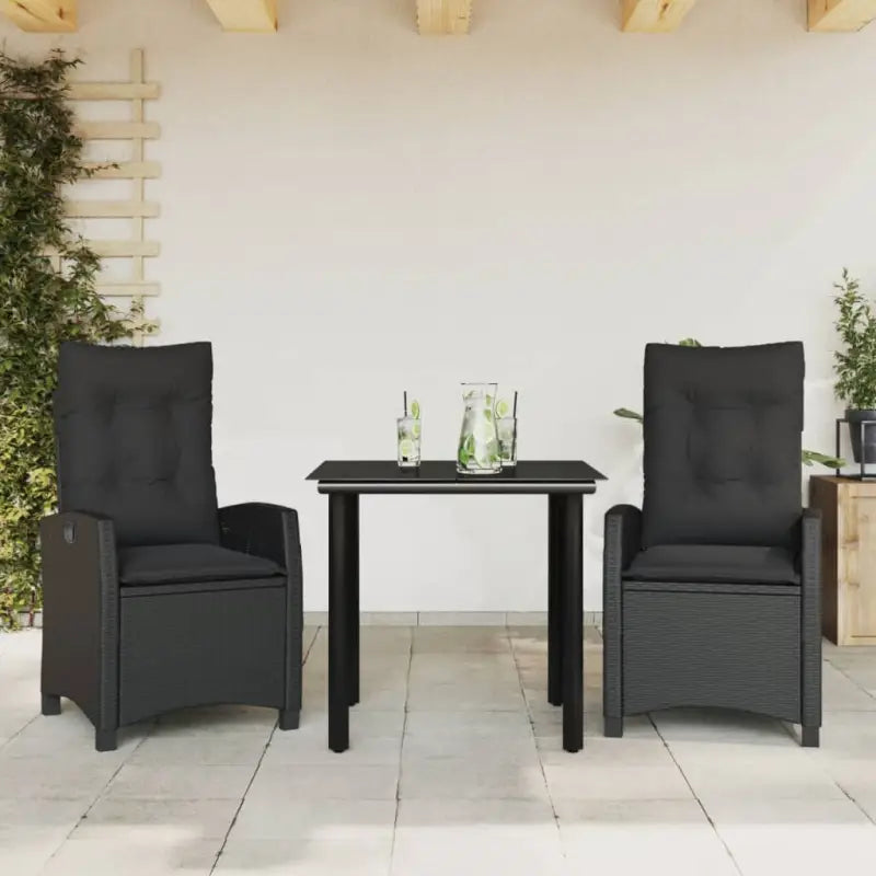 Zwart materiaal tuinset van poly rattan gemakkelijk schoon en duurzaam - Tuinsets