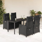 Zwart materiaal tuinset van poly rattan gemakkelijk schoon en duurzaam - 160 cm tafellengte / Zonder voetensteun