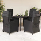 Zwart materiaal tuinset van poly rattan gemakkelijk schoon en duurzaam - 80 cm tafellengte / Met voetensteun - Tuinsets