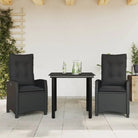 Zwart materiaal tuinset van poly rattan gemakkelijk schoon en duurzaam - 80 cm tafellengte / Zonder voetensteun