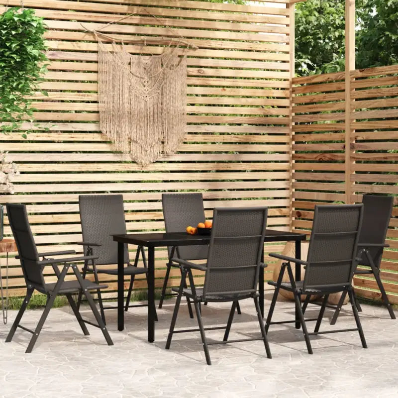 Zwart materiaal tuinset voor een stijlvolle buitenruimte - 140 cm tafellengte - Tuinsets