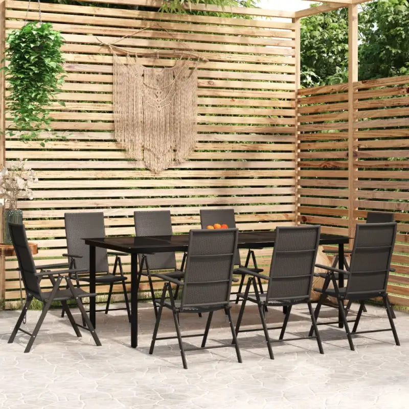 Zwart materiaal tuinset voor een stijlvolle buitenruimte - 200 cm tafellengte - Tuinsets