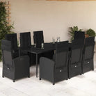 Zwart materiaal tuinstoelen met poly rattan en gemakkelijk schoon te maken - 200 cm tafellengte / Puntige poot
