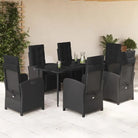 Zwart materiaal tuinstoelen met poly rattan en gemakkelijk schoon te maken - 160 cm tafellengte / Puntige poot