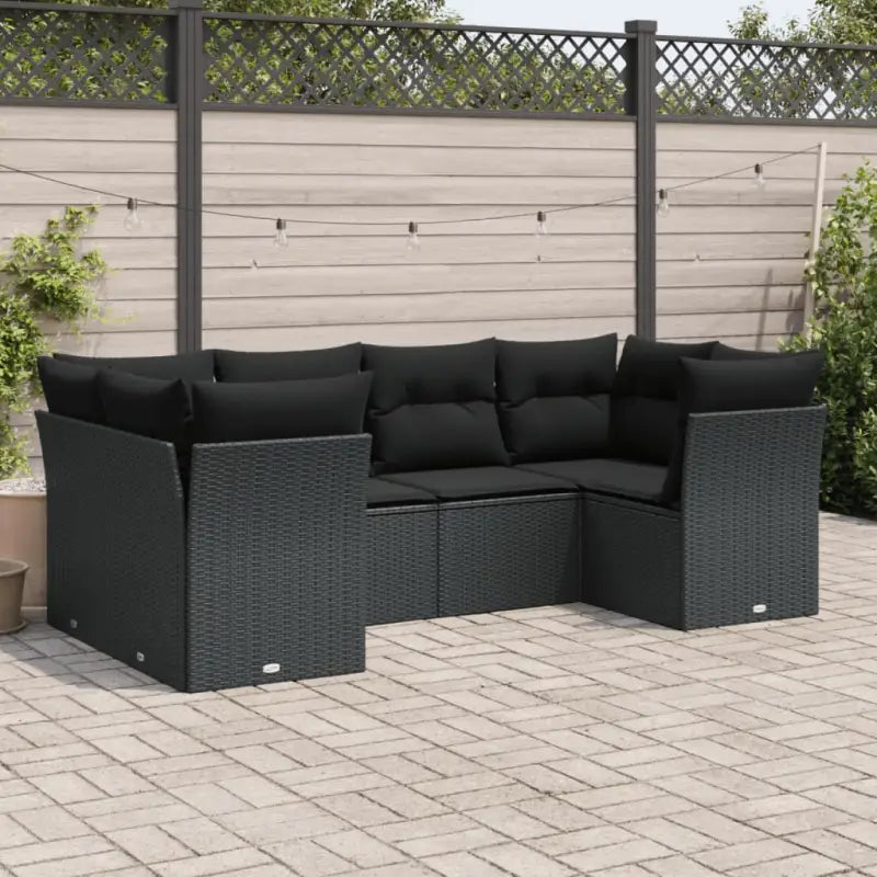 Zwart materiaal tuinstoelenset met poly rattan en gepoedercoat staal - Zwart - Tuinsets