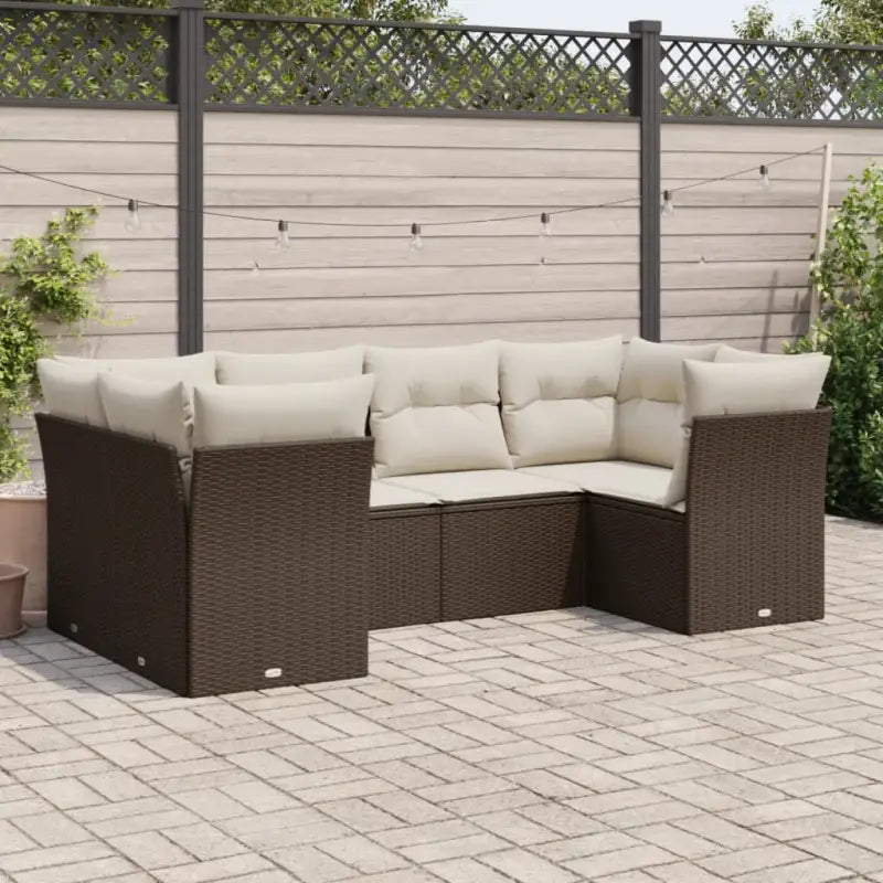 Zwart materiaal tuinstoelenset met poly rattan en gepoedercoat staal - Bruin en crème - Tuinsets