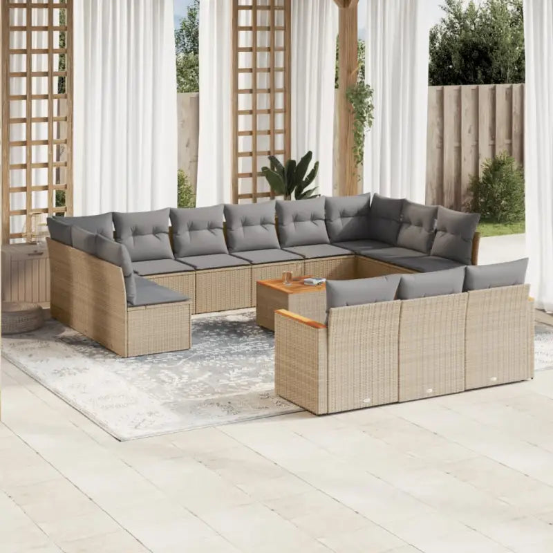 Zwart material loungeset met gepoedercoat staal en waterdichte tas - Beige en grijs / Met tafel - Tuinsets