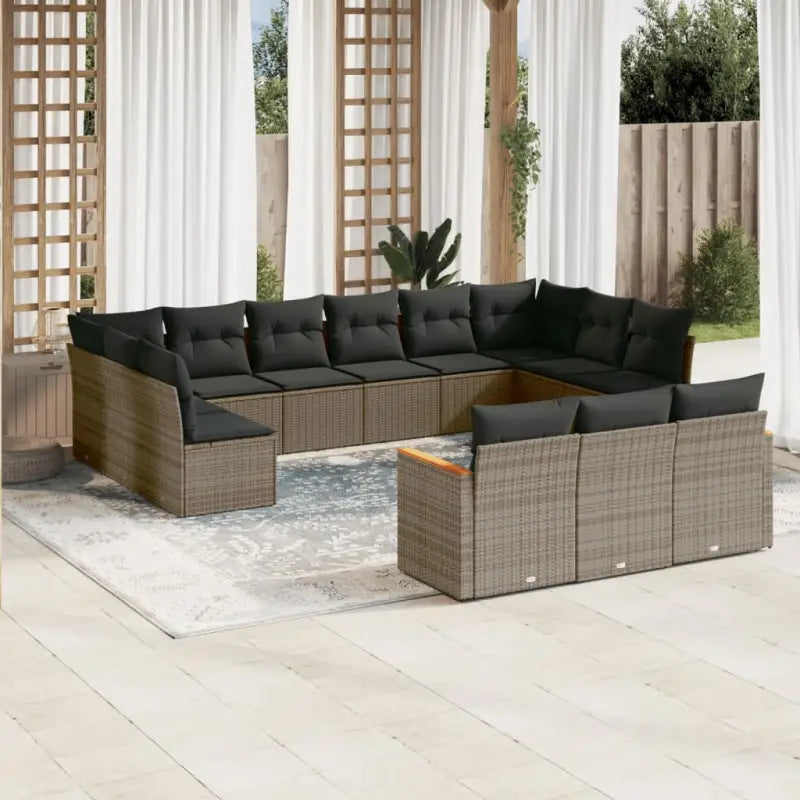 Zwart material loungeset met gepoedercoat staal en waterdichte tas - Grijs / Zonder tafel - Tuinsets