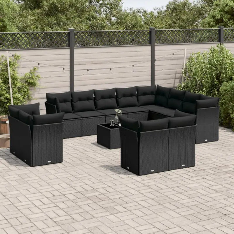 Zwart material loungeset met waterdichte tas en gepoedercoat staal - Zwart / Met tafel - Tuinsets