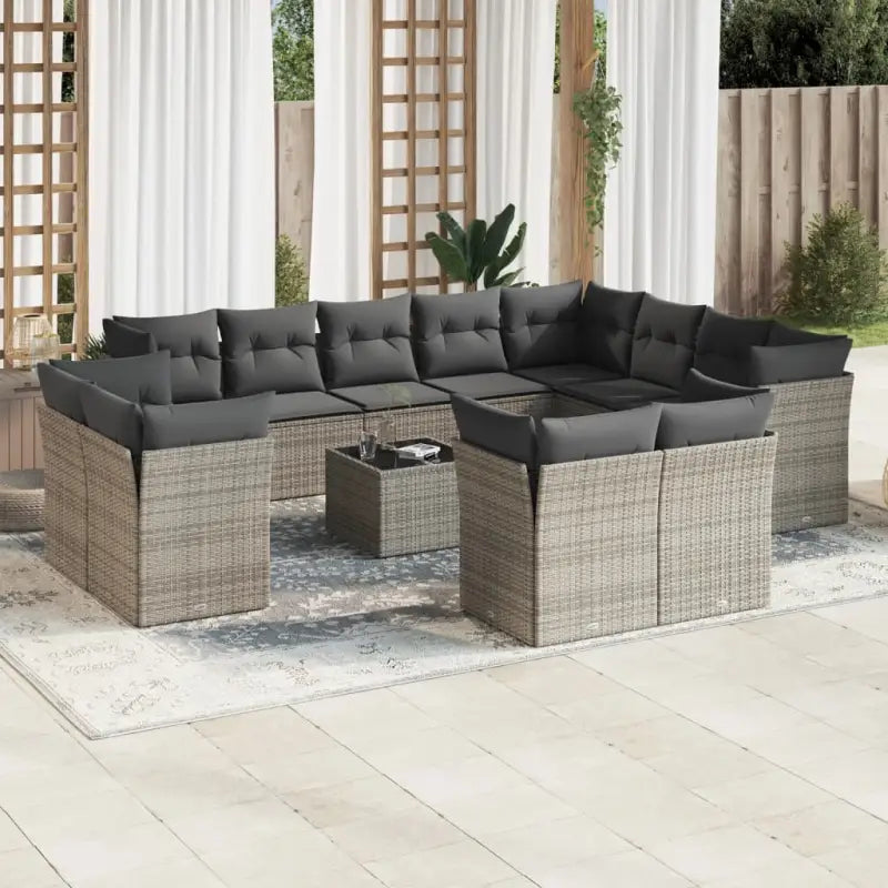Zwart material loungeset met waterdichte tas en gepoedercoat staal - Grijs / Met tafel - Tuinsets