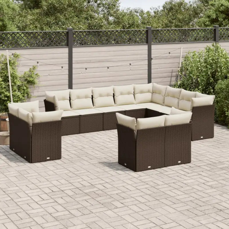 Zwart material loungeset met waterdichte tas en gepoedercoat staal - Bruin en crème / Zonder tafel - Tuinsets