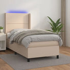 Zwart materialen boxspring met matras en LED voor een rustgevende slaapkamer - Cappuccino / 80 x 200 cm / Effen