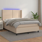 Zwart materialen boxspring met matras en LED voor een rustgevende slaapkamer - Cappuccino / 140 x 200 cm / Effen