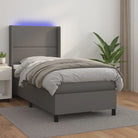 Zwart materialen boxspring met matras en LED voor een rustgevende slaapkamer - Grijs / 100 x 200 cm / Effen