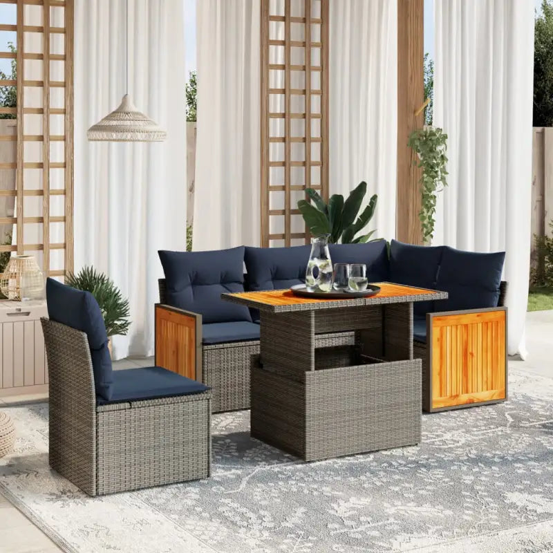 Zwart materialen loungeset met gepoedercoat staal en comfortabele afmetingen - Grijs / zonder opbergruimte - Tuinsets