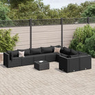 Zwart materialen loungeset met gepoedercoat staal en comfortabele afmetingen - Zwart / 4x hoek + 5x midden + Tafel