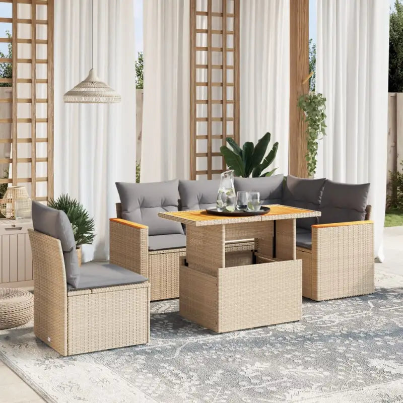 Zwart materialen loungeset met gepoedercoat staal en comfortabele afmetingen - Beige en grijs - Tuinsets