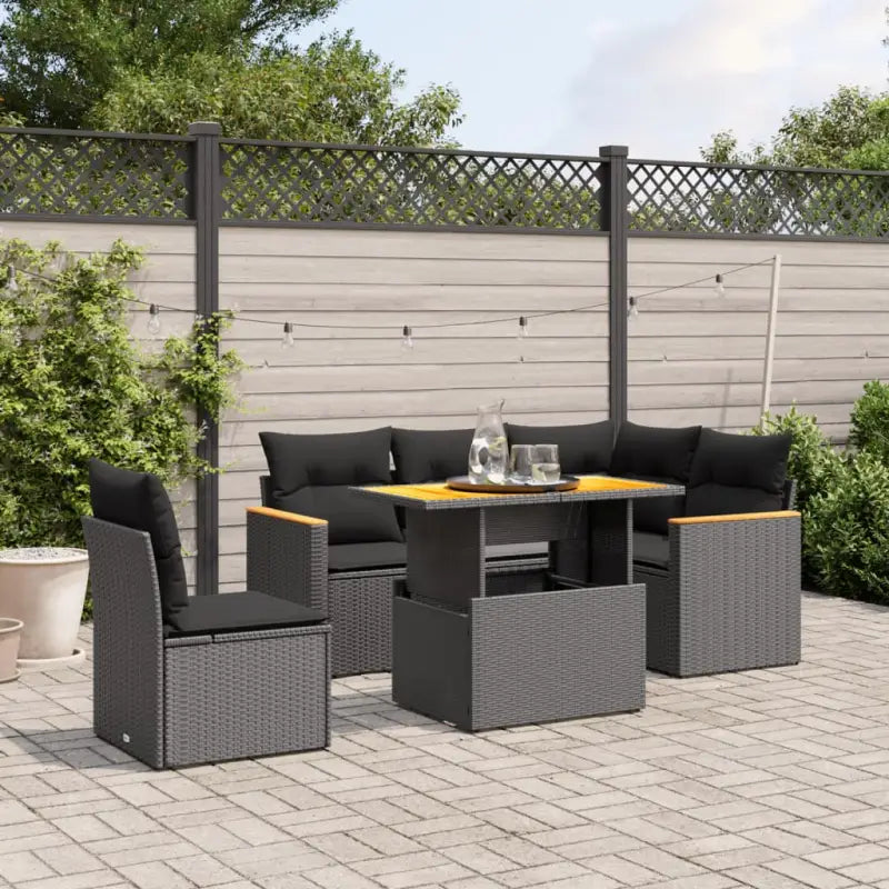 Zwart materialen loungeset met gepoedercoat staal en comfortabele afmetingen - Zwart - Tuinsets