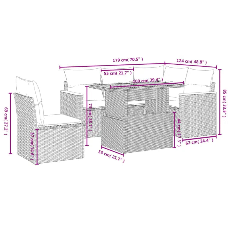 Zwart materialen loungeset met gepoedercoat staal en comfortabele afmetingen - Tuinsets