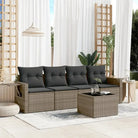 Zwart materialen loungeset met gepoedercoat staal voor tuin of terras - Grijs / Met tafel - Tuinsets