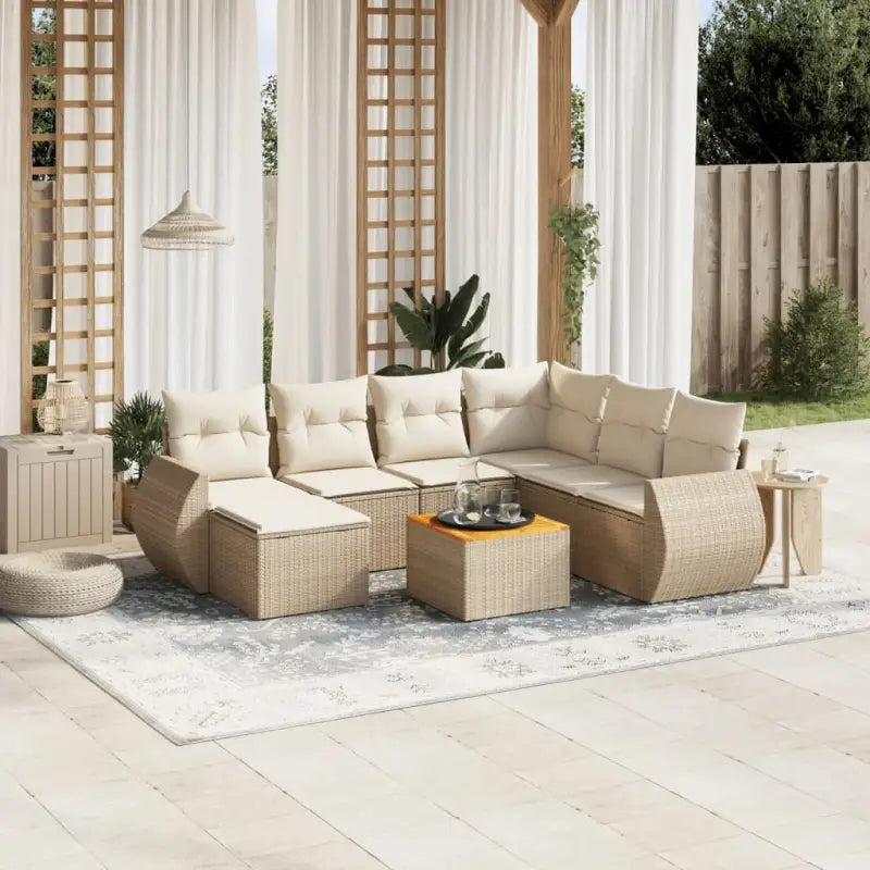 Zwart materialen loungeset met waterdichte tas en gepoedercoat staal - Beige / hoek + Tafel + 3x midden - Tuinsets